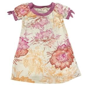 Tori Richard Floral Scoop Neck puff sleeve silk Mini Dress Lined Multicolor 10